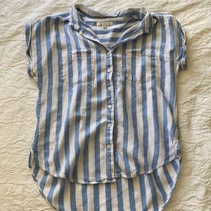 Blue and white striped button down shirt!